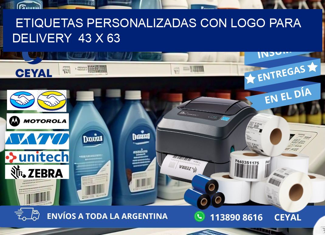 ETIQUETAS PERSONALIZADAS CON LOGO PARA DELIVERY  43 x 63