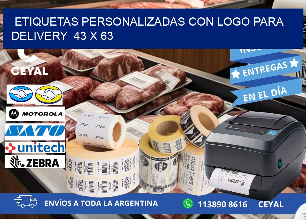 ETIQUETAS PERSONALIZADAS CON LOGO PARA DELIVERY  43 x 63