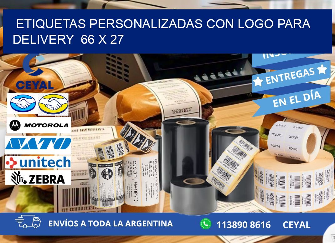 ETIQUETAS PERSONALIZADAS CON LOGO PARA DELIVERY  66 x 27