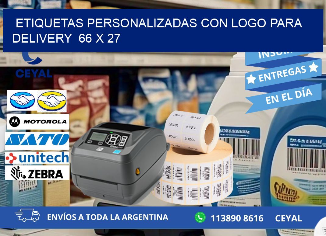 ETIQUETAS PERSONALIZADAS CON LOGO PARA DELIVERY  66 x 27