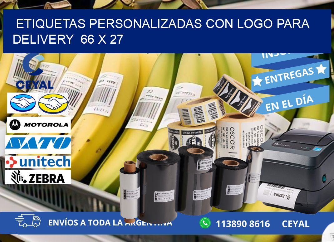 ETIQUETAS PERSONALIZADAS CON LOGO PARA DELIVERY  66 x 27