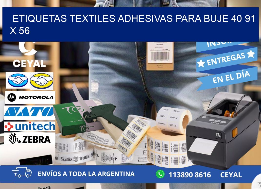 ETIQUETAS TEXTILES ADHESIVAS PARA BUJE 40 91 x 56