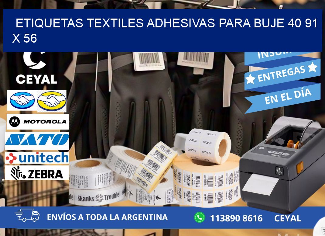 ETIQUETAS TEXTILES ADHESIVAS PARA BUJE 40 91 x 56