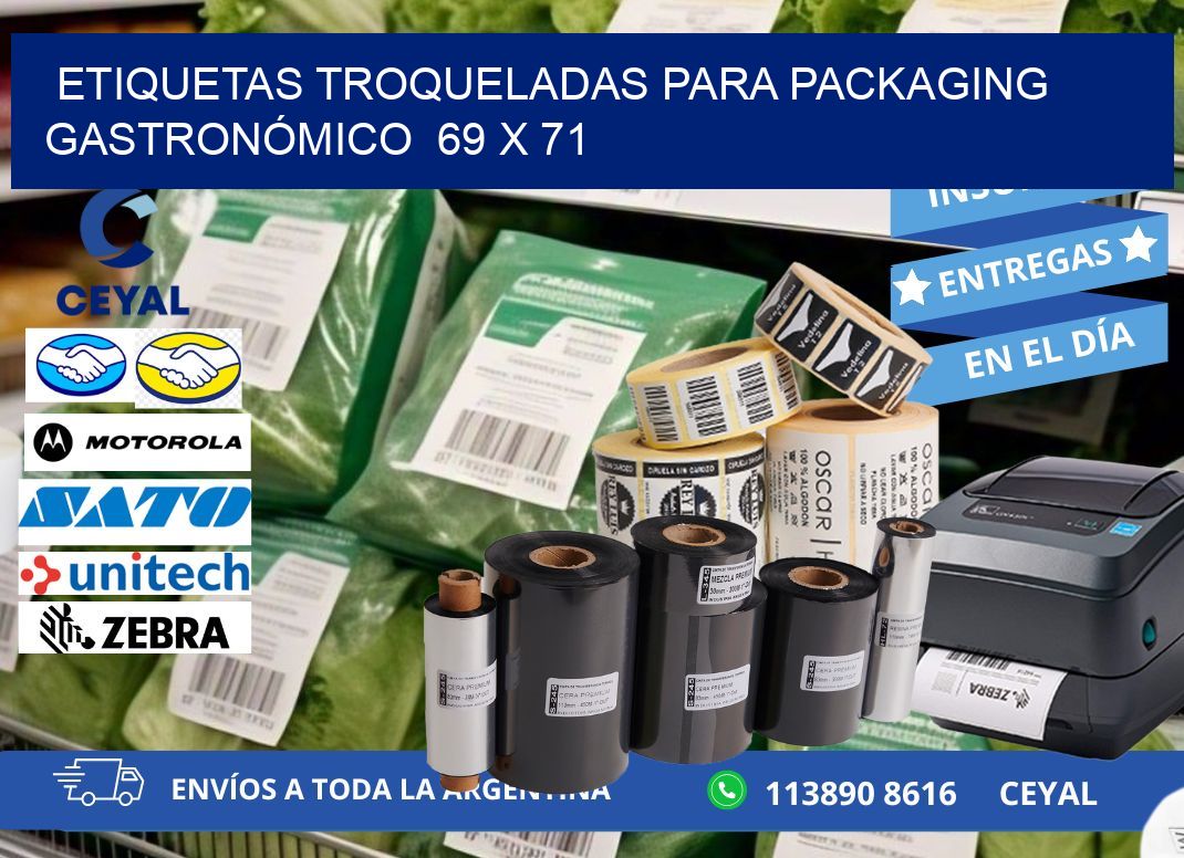 ETIQUETAS TROQUELADAS PARA PACKAGING GASTRONÓMICO  69 x 71