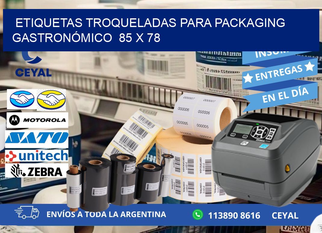 ETIQUETAS TROQUELADAS PARA PACKAGING GASTRONÓMICO  85 x 78