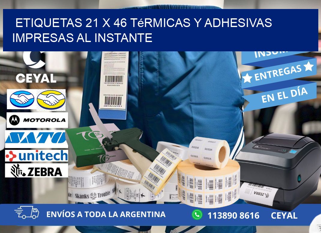 Etiquetas 21 x 46 Térmicas y Adhesivas Impresas al Instante