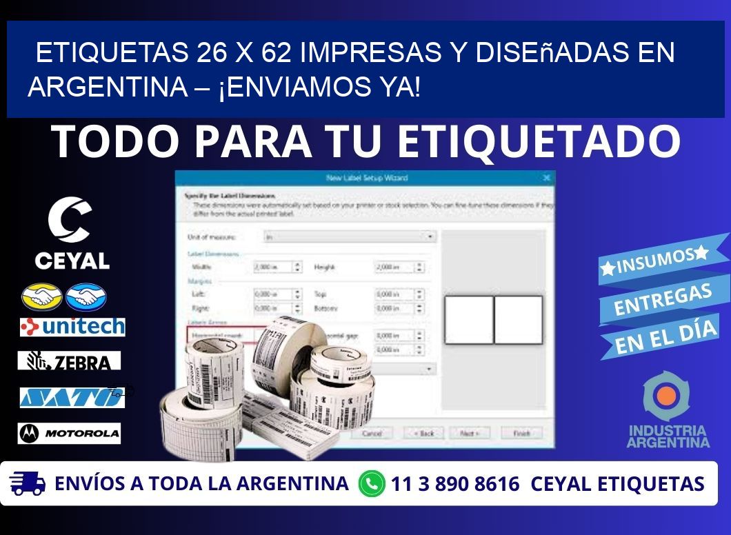 Etiquetas 26 x 62 Impresas y Diseñadas en Argentina – ¡Enviamos Ya!