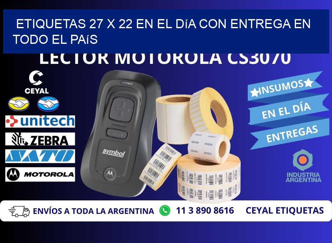 Etiquetas 27 x 22 en el Día con Entrega en Todo el País