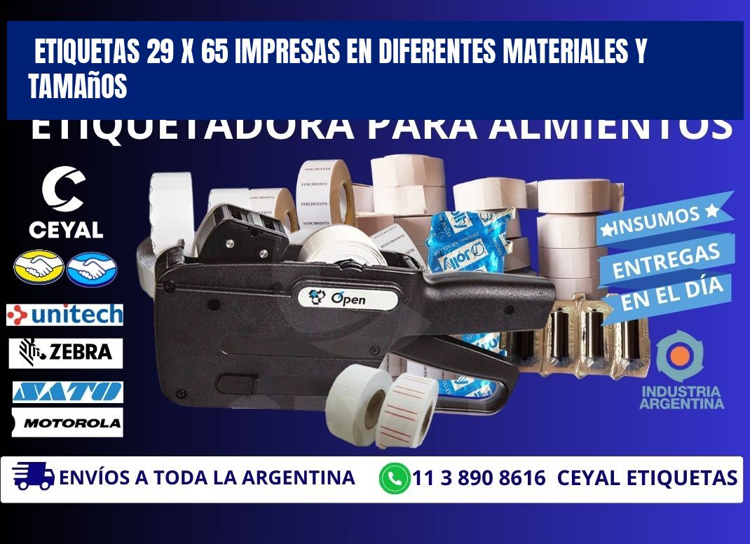 Etiquetas 29 x 65 Impresas en Diferentes Materiales y Tamaños