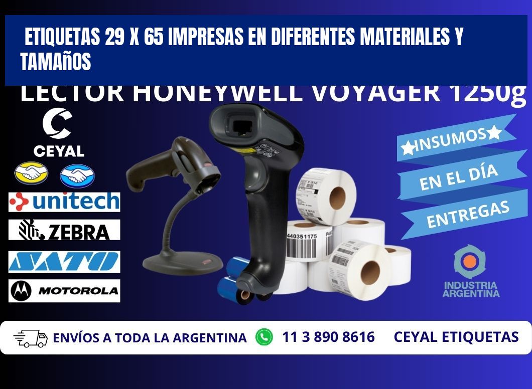 Etiquetas 29 x 65 Impresas en Diferentes Materiales y Tamaños