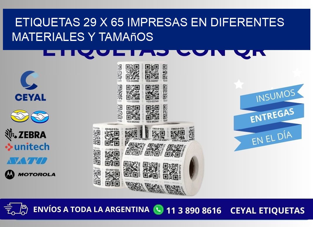 Etiquetas 29 x 65 Impresas en Diferentes Materiales y Tamaños