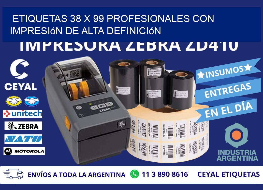 Etiquetas 38 x 99 Profesionales con Impresión de Alta Definición