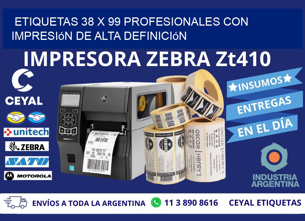 Etiquetas 38 x 99 Profesionales con Impresión de Alta Definición