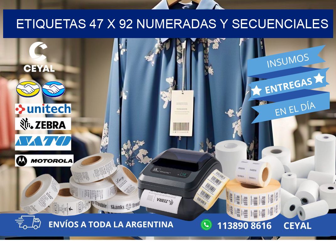 Etiquetas 47 x 92 Numeradas y Secuenciales