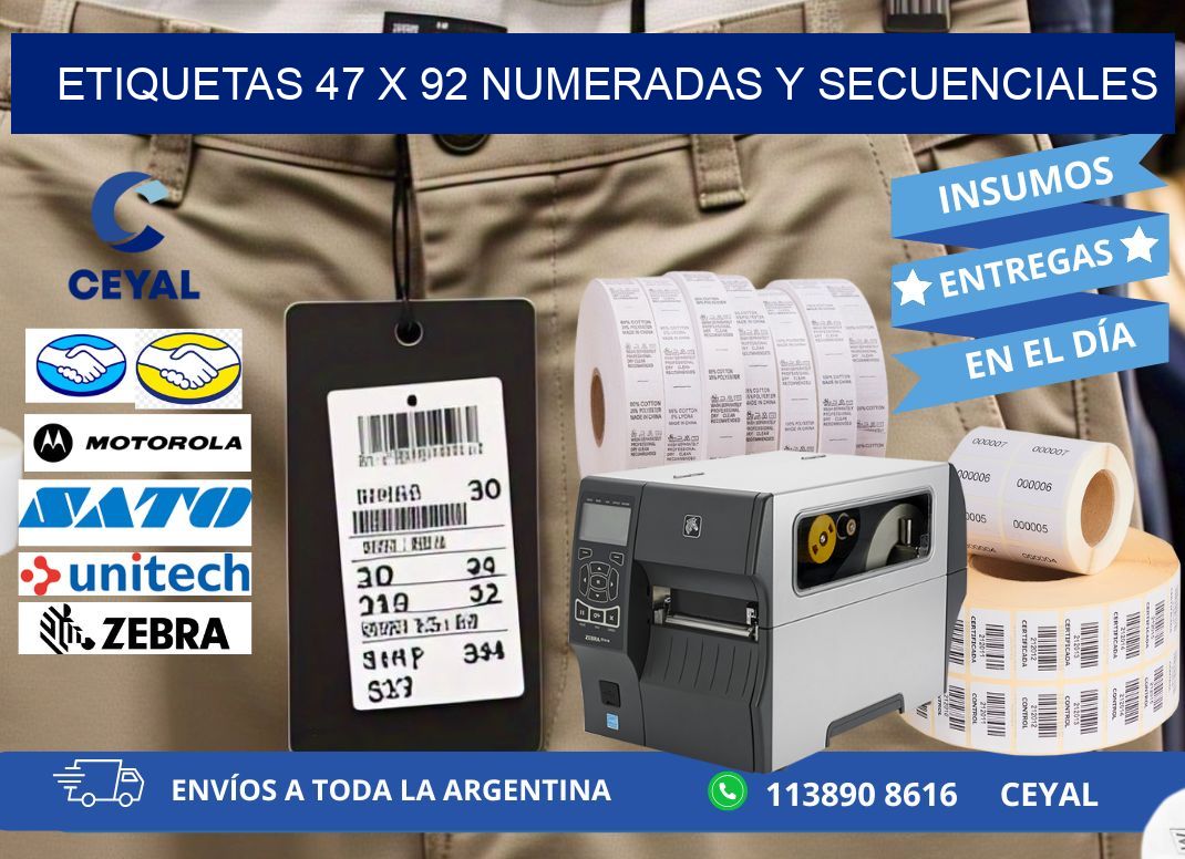 Etiquetas 47 x 92 Numeradas y Secuenciales