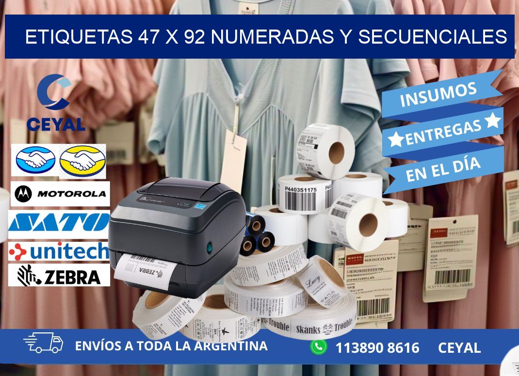 Etiquetas 47 x 92 Numeradas y Secuenciales