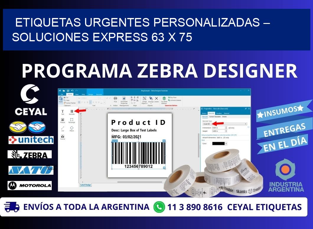 Etiquetas Urgentes Personalizadas – Soluciones Express 63 x 75