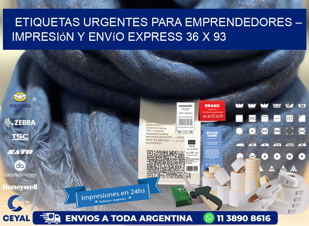 Etiquetas Urgentes para Emprendedores – Impresión y Envío Express 36 x 93