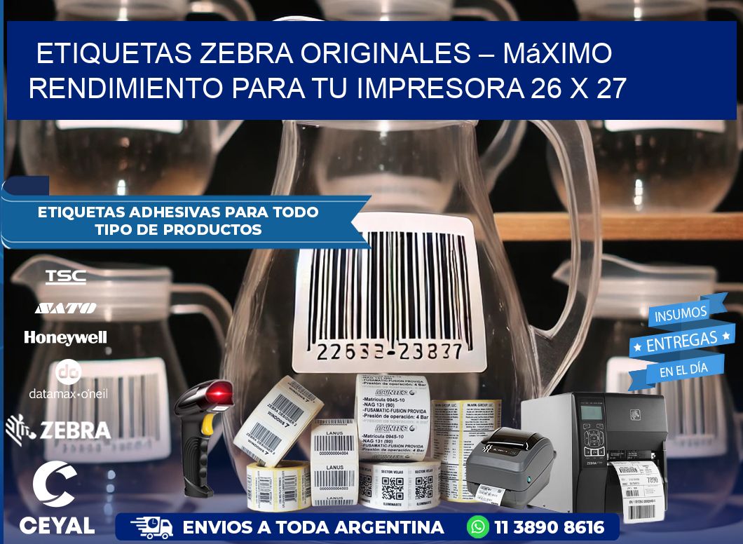 Etiquetas Zebra Originales – Máximo Rendimiento para tu Impresora 26 x 27