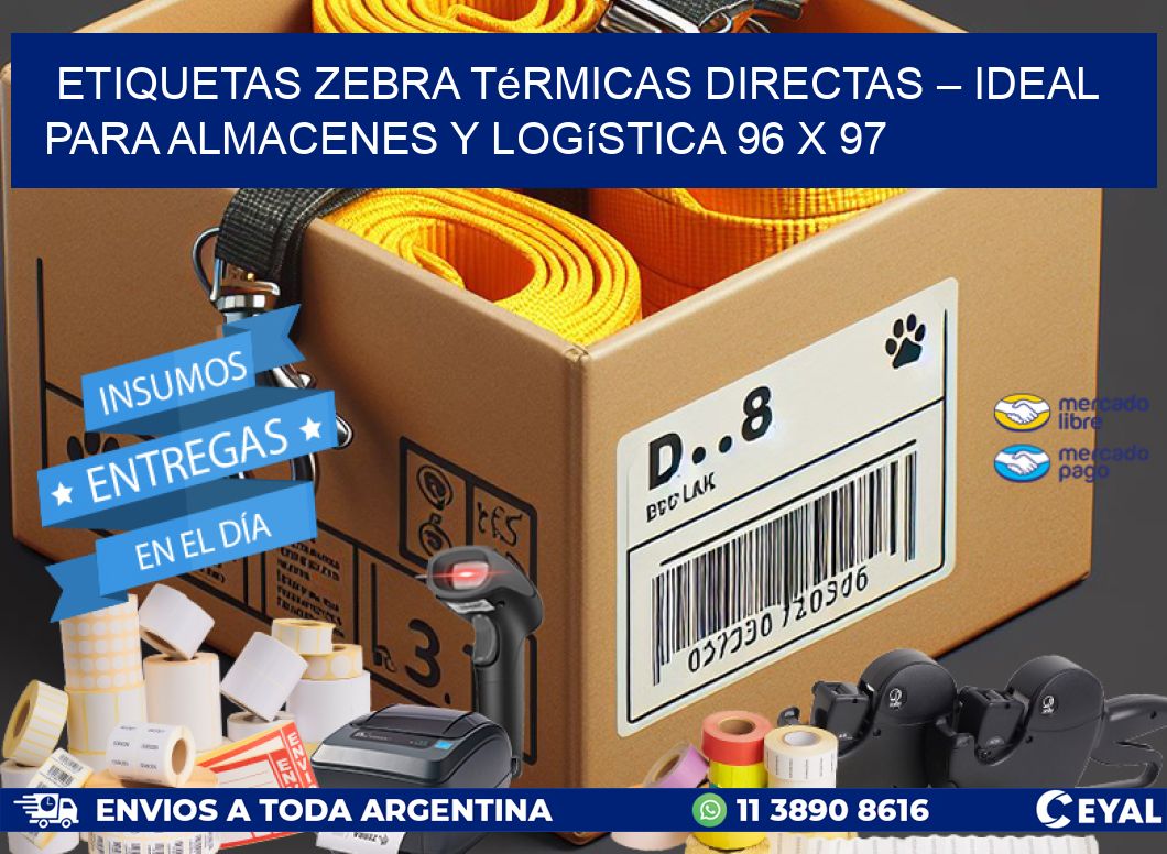 Etiquetas Zebra Térmicas Directas – Ideal para Almacenes y Logística 96 x 97