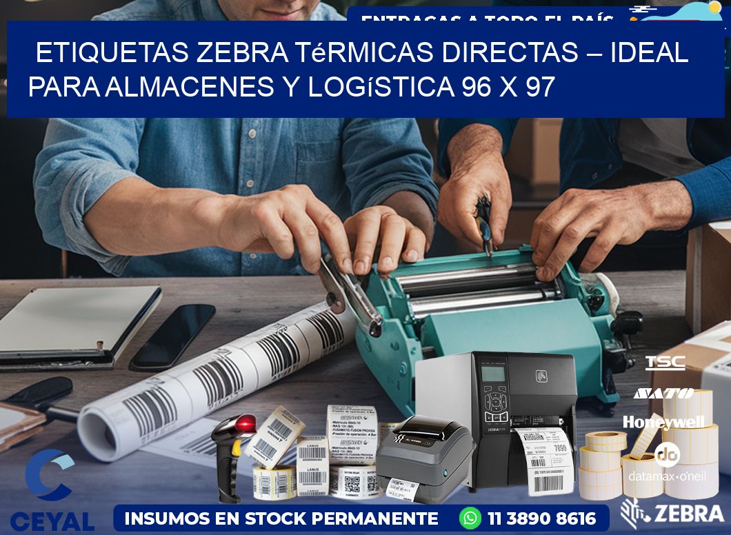 Etiquetas Zebra Térmicas Directas – Ideal para Almacenes y Logística 96 x 97