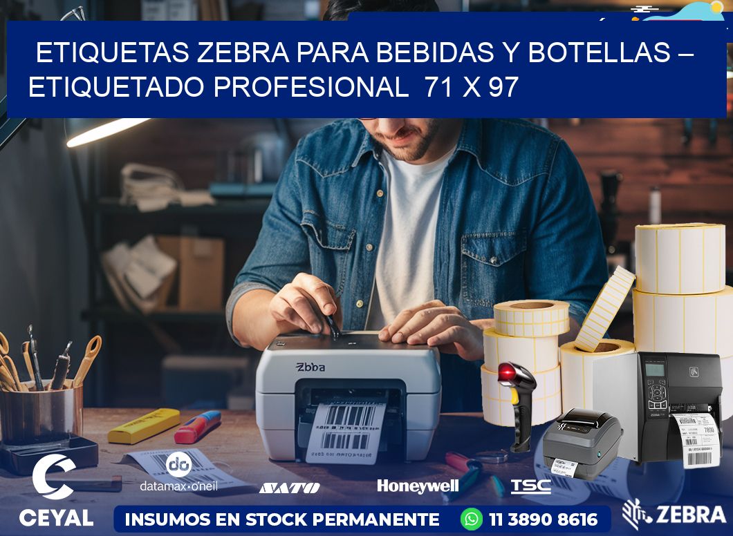 Etiquetas Zebra para Bebidas y Botellas – Etiquetado Profesional  71 x 97