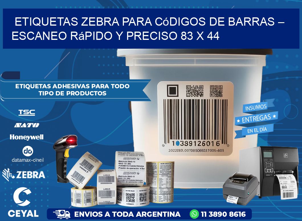 Etiquetas Zebra para Códigos de Barras – Escaneo Rápido y Preciso 83 x 44