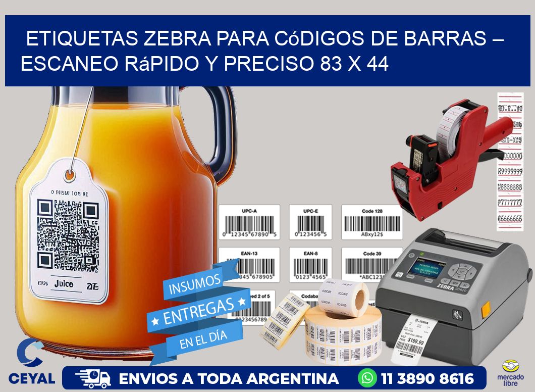 Etiquetas Zebra para Códigos de Barras – Escaneo Rápido y Preciso 83 x 44