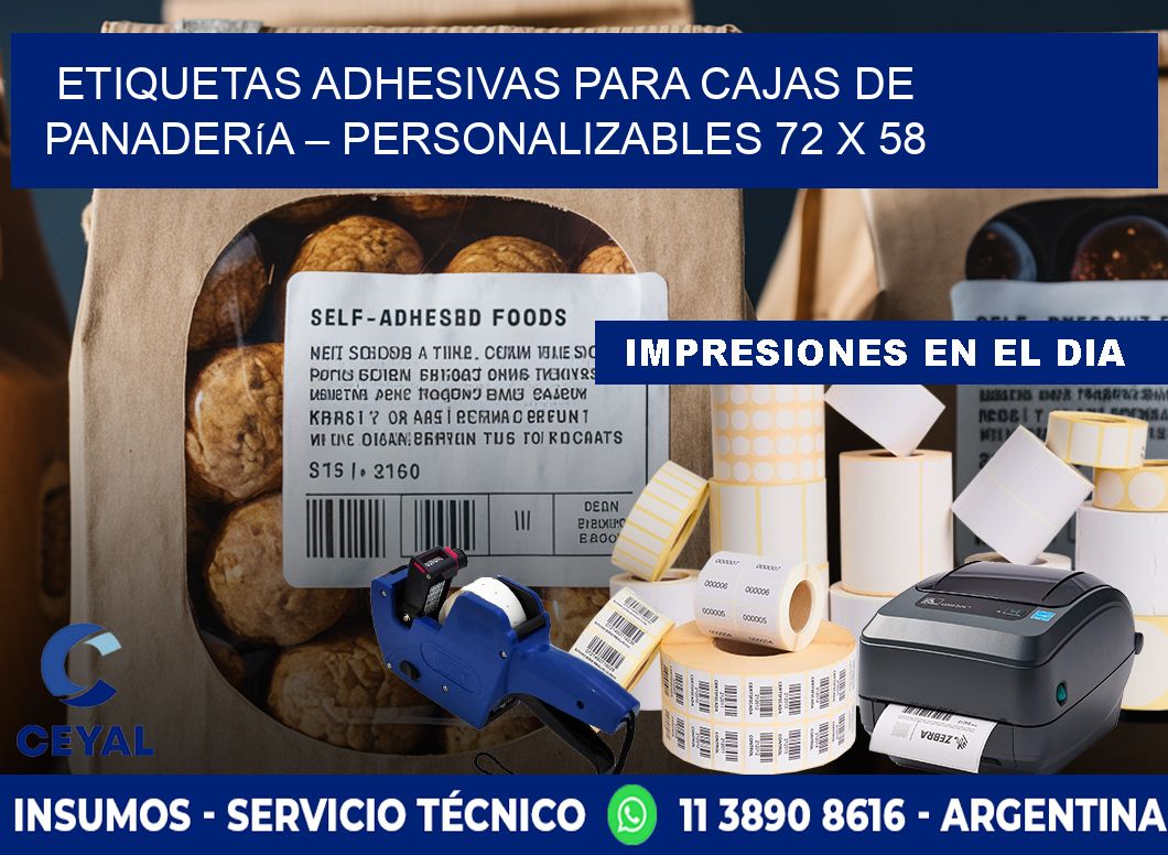 Etiquetas adhesivas para cajas de panadería – Personalizables 72 x 58