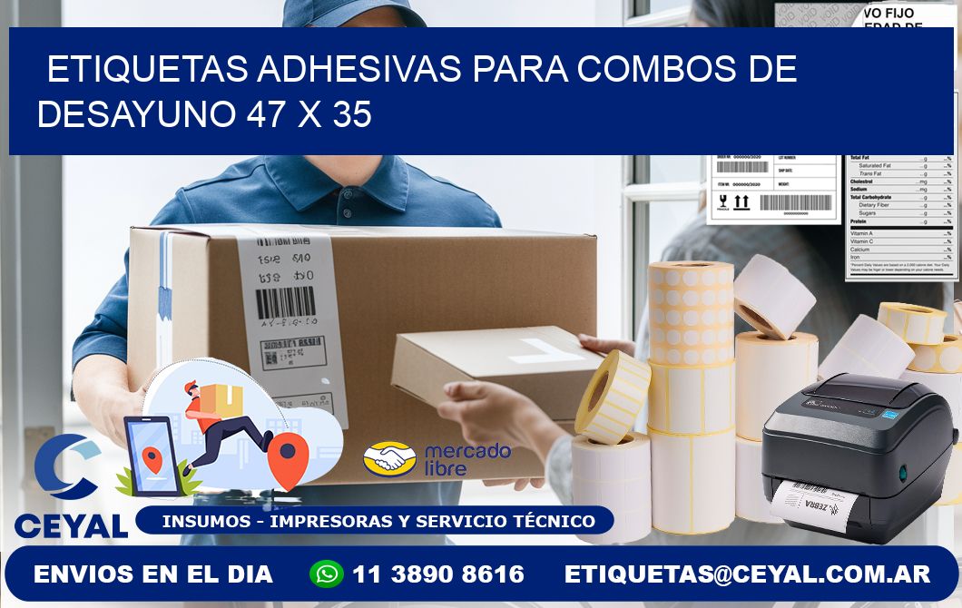 Etiquetas adhesivas para combos de desayuno 47 x 35