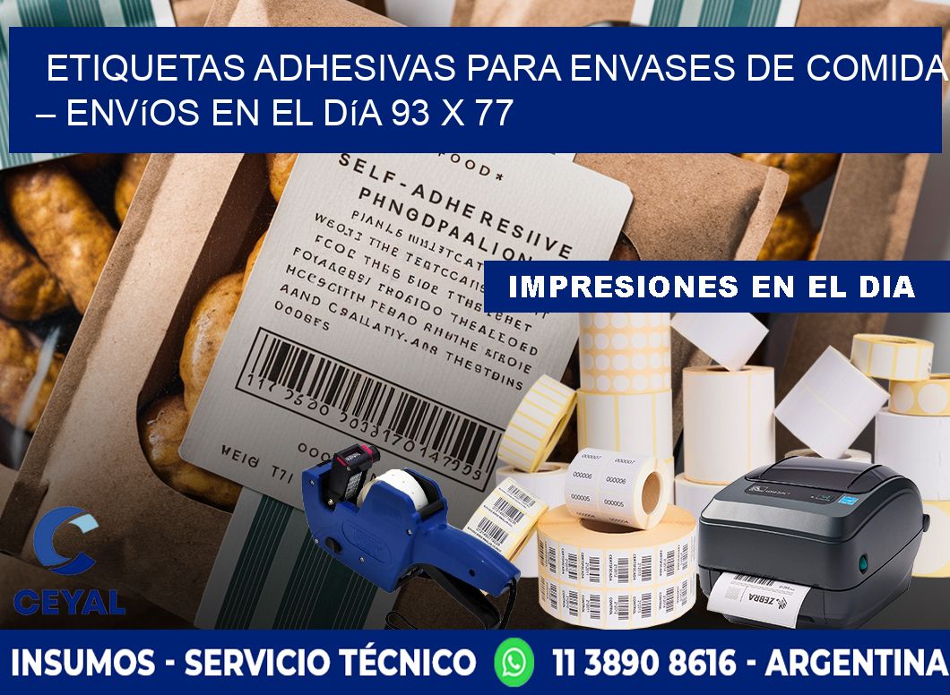 Etiquetas adhesivas para envases de comida – Envíos en el día 93 x 77