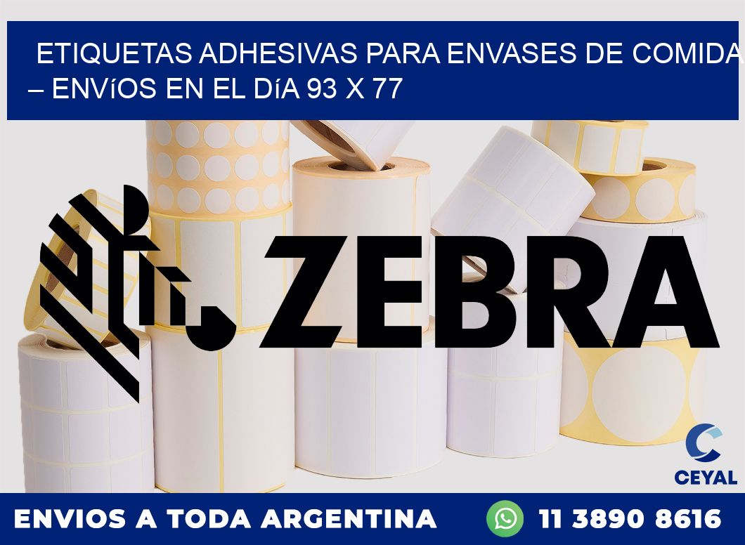 Etiquetas adhesivas para envases de comida – Envíos en el día 93 x 77