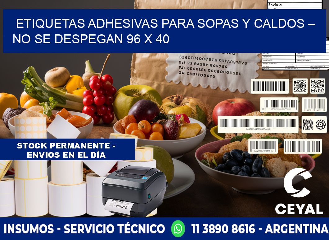 Etiquetas adhesivas para sopas y caldos – No se despegan 96 x 40