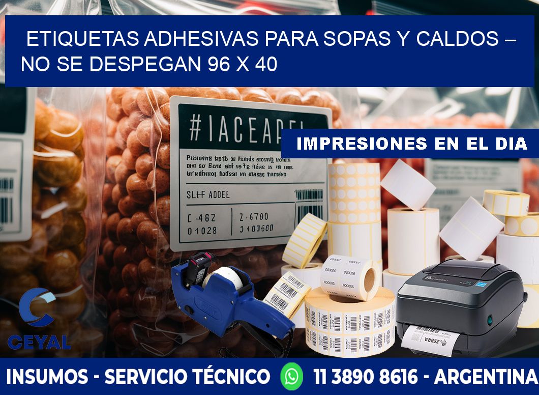 Etiquetas adhesivas para sopas y caldos – No se despegan 96 x 40