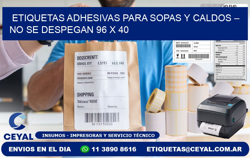 Etiquetas adhesivas para sopas y caldos – No se despegan 96 x 40