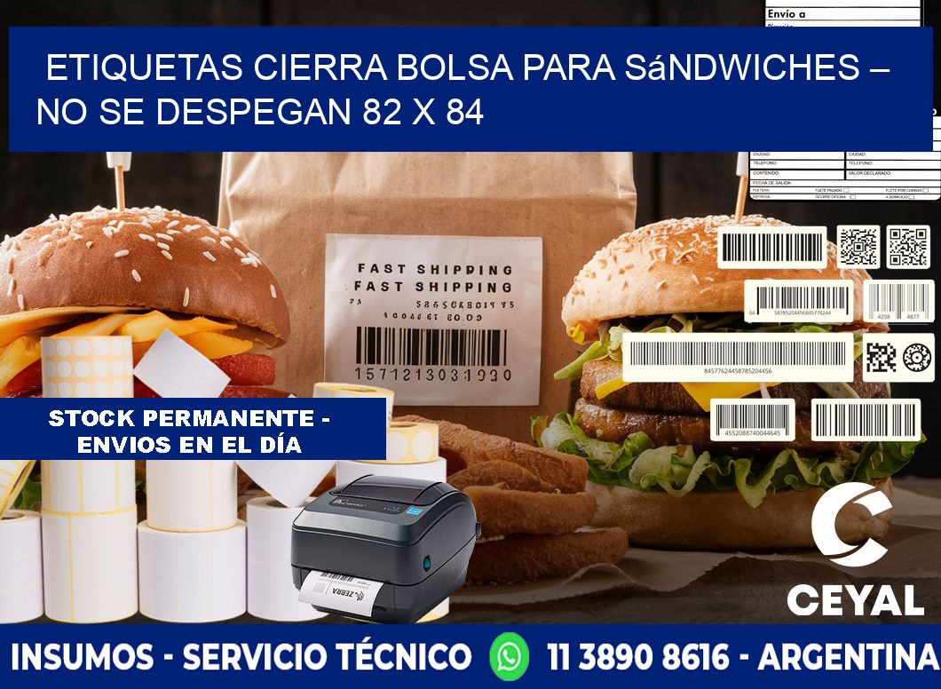 Etiquetas cierra bolsa para sándwiches – No se despegan 82 x 84