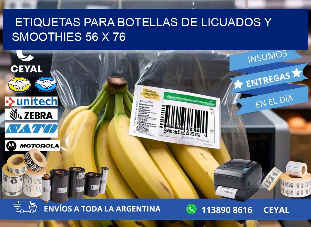 Etiquetas para botellas de licuados y smoothies 56 x 76