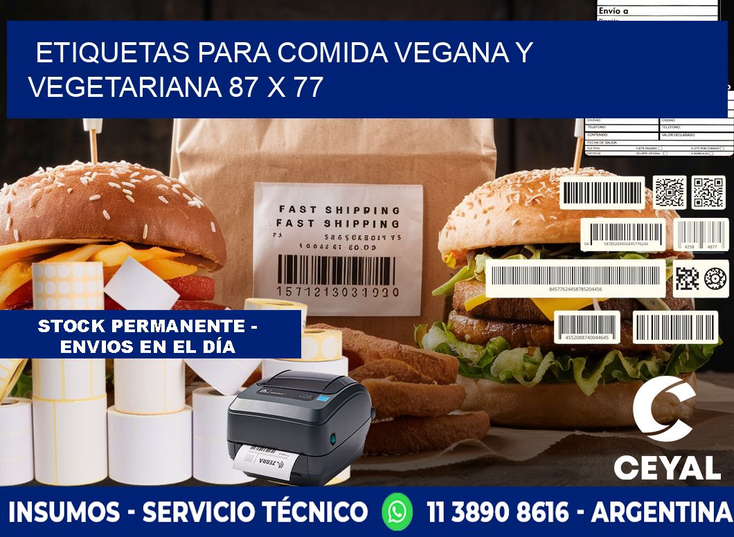 Etiquetas para comida vegana y vegetariana 87 x 77