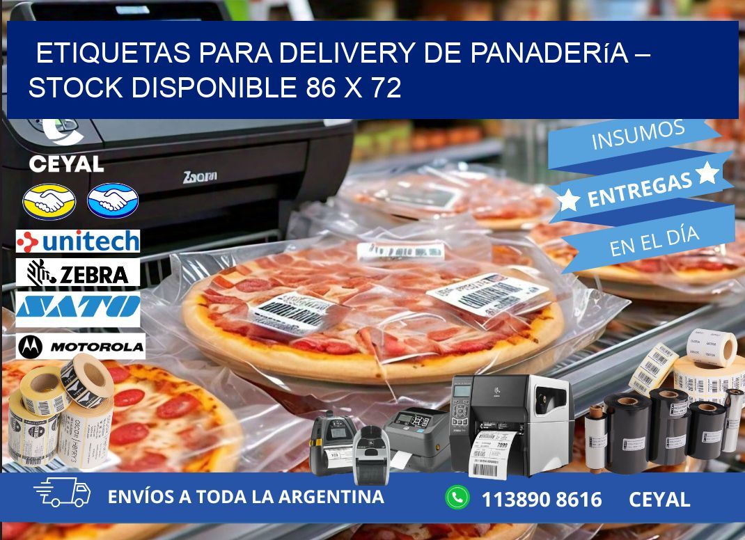 Etiquetas para delivery de panadería – Stock disponible 86 x 72