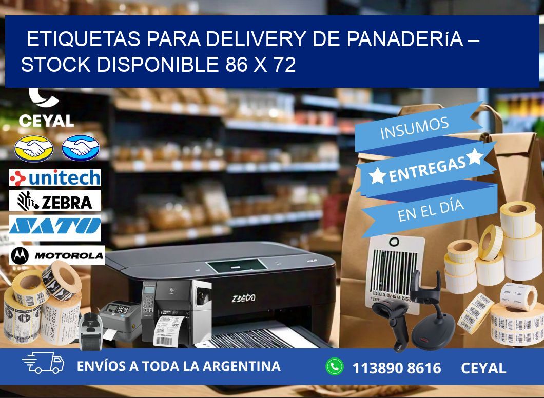 Etiquetas para delivery de panadería – Stock disponible 86 x 72