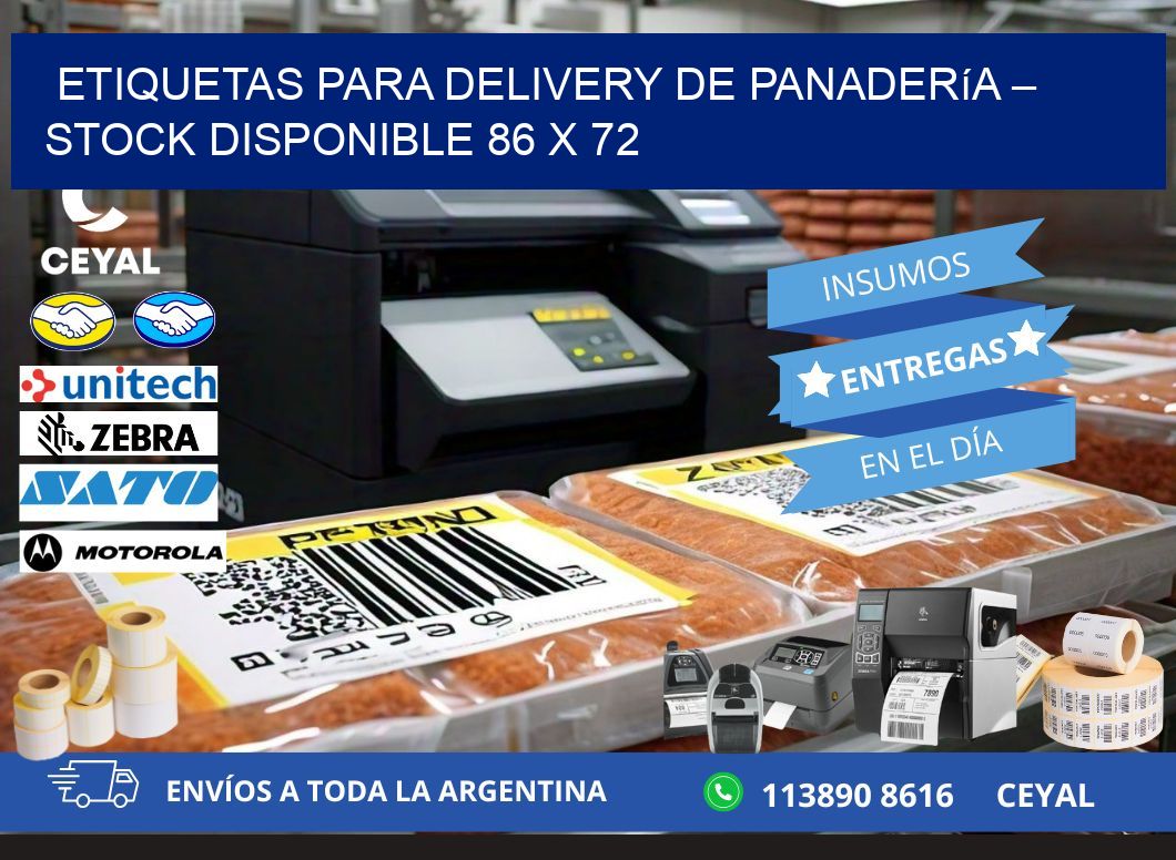 Etiquetas para delivery de panadería – Stock disponible 86 x 72