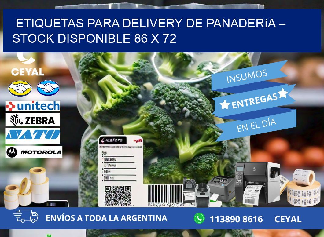 Etiquetas para delivery de panadería – Stock disponible 86 x 72