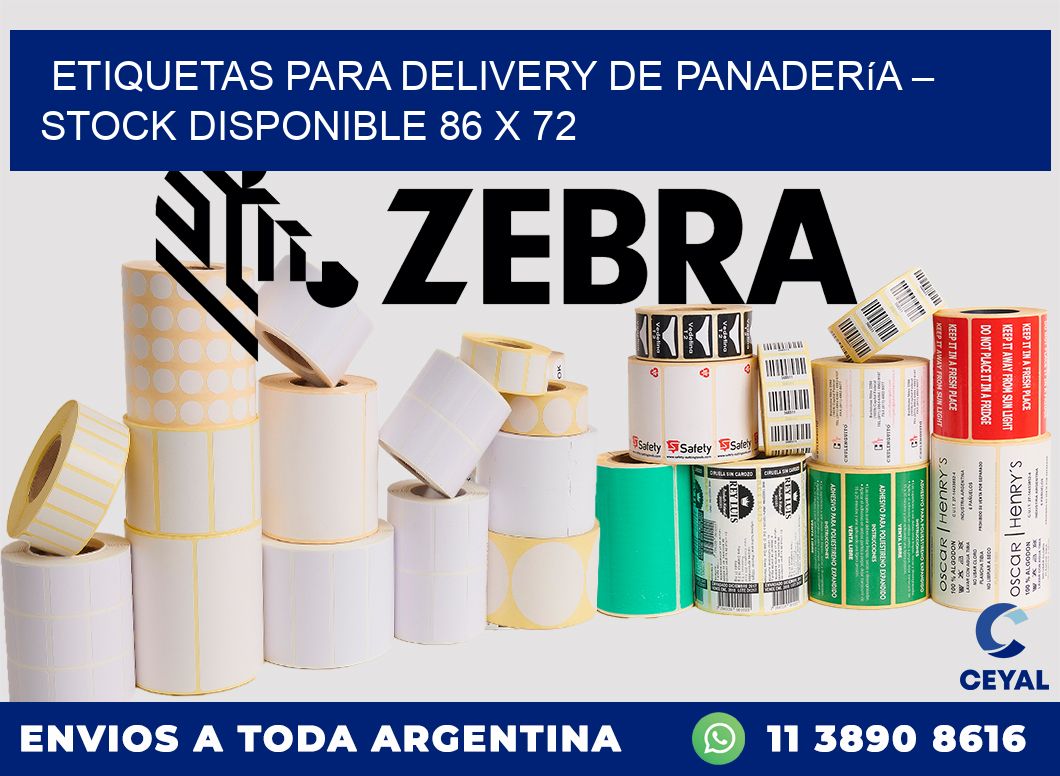 Etiquetas para delivery de panadería – Stock disponible 86 x 72