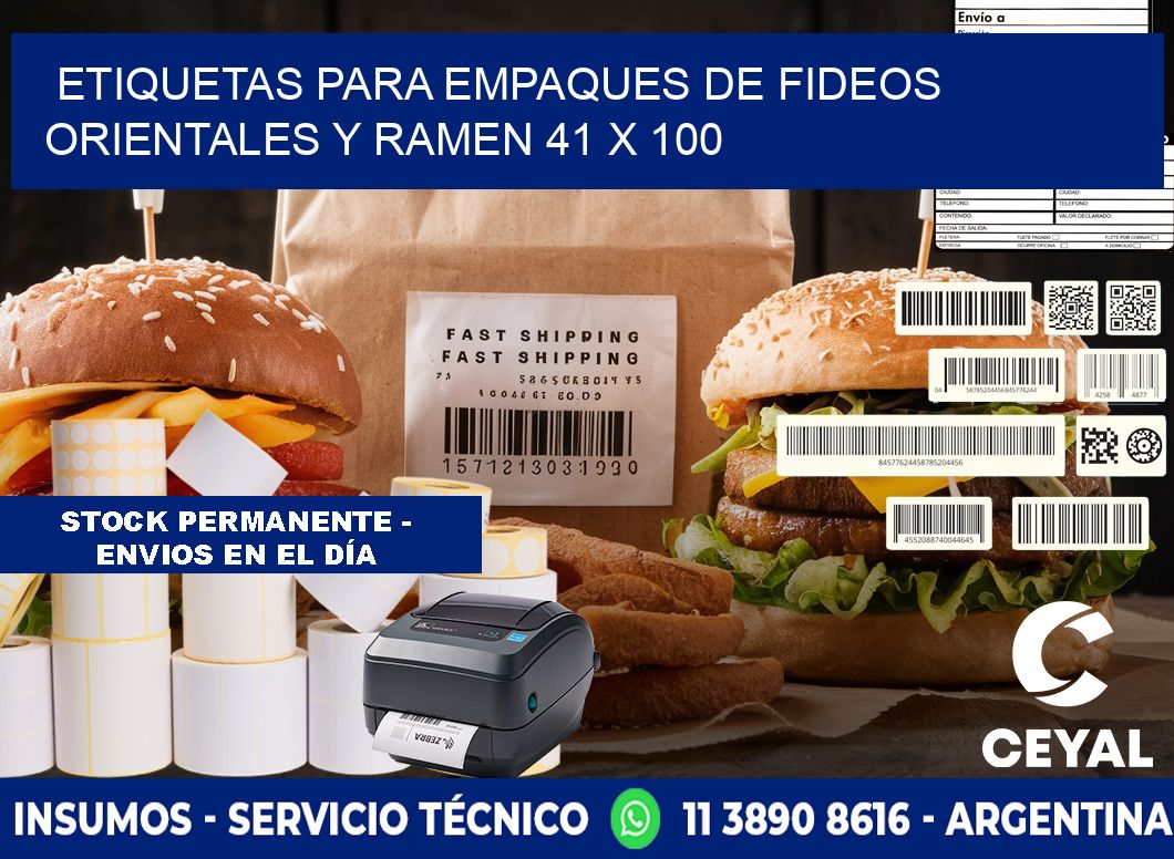 Etiquetas para empaques de fideos orientales y ramen 41 x 100