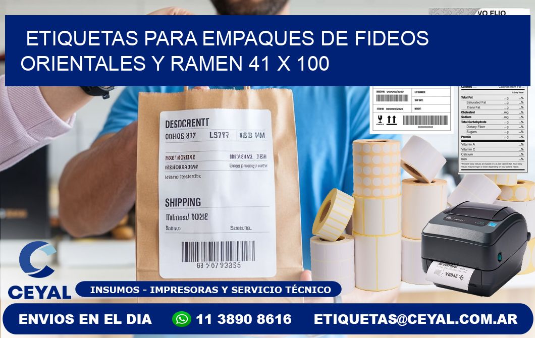 Etiquetas para empaques de fideos orientales y ramen 41 x 100