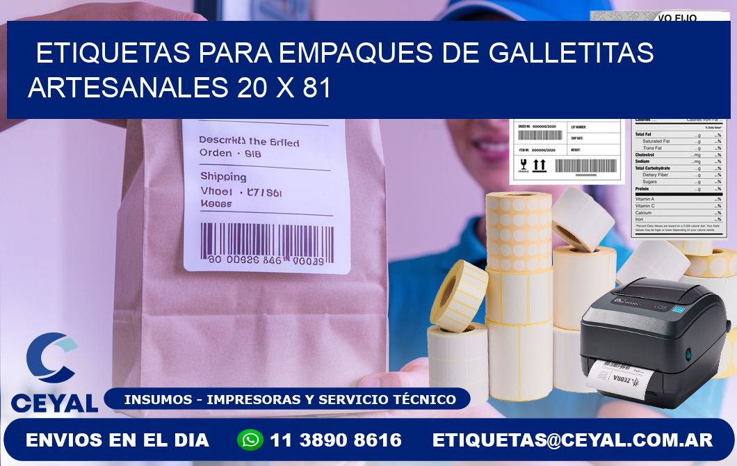 Etiquetas para empaques de galletitas artesanales 20 x 81