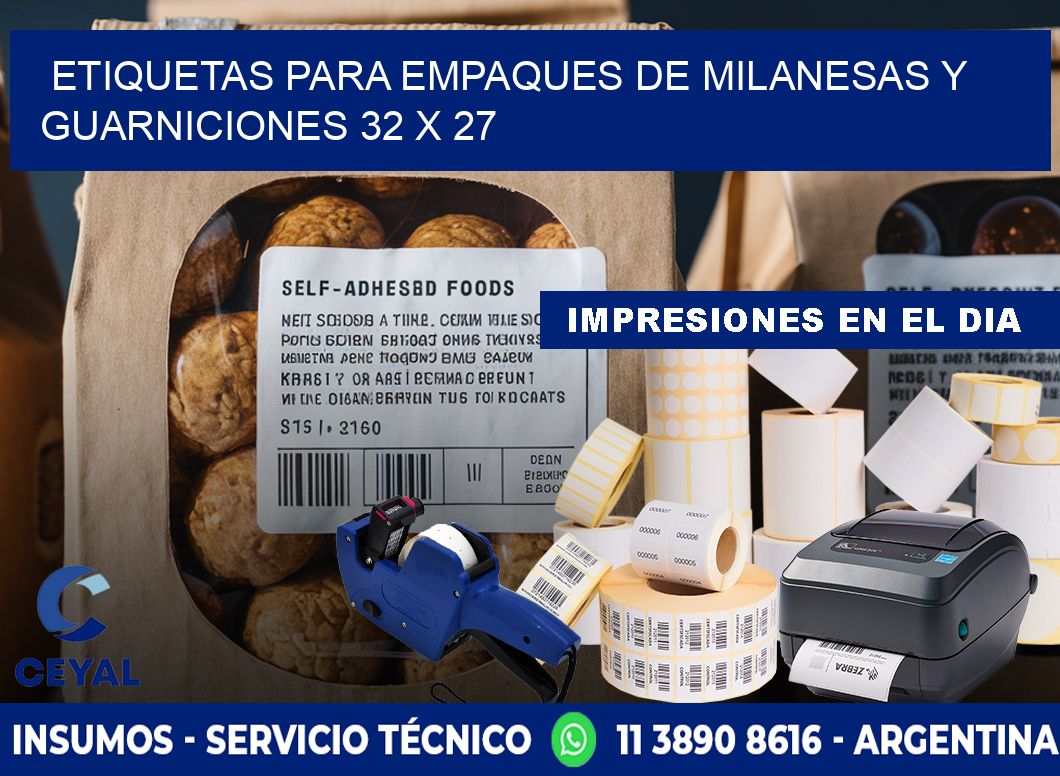 Etiquetas para empaques de milanesas y guarniciones 32 x 27