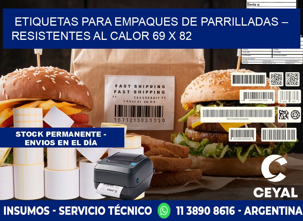 Etiquetas para empaques de parrilladas – Resistentes al calor 69 x 82