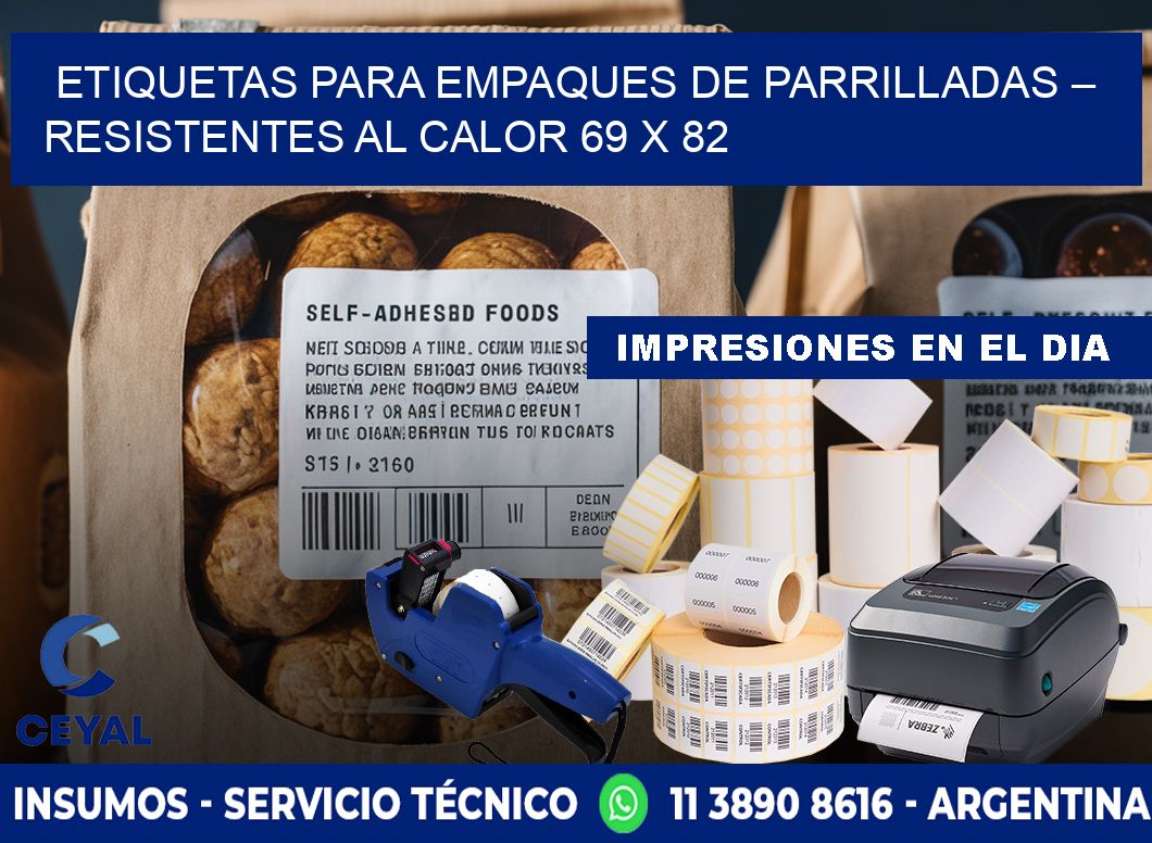 Etiquetas para empaques de parrilladas – Resistentes al calor 69 x 82