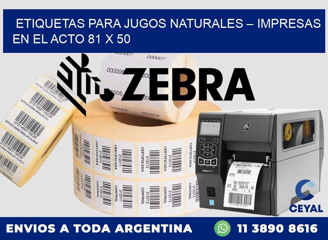 Etiquetas para jugos naturales – Impresas en el acto 81 x 50